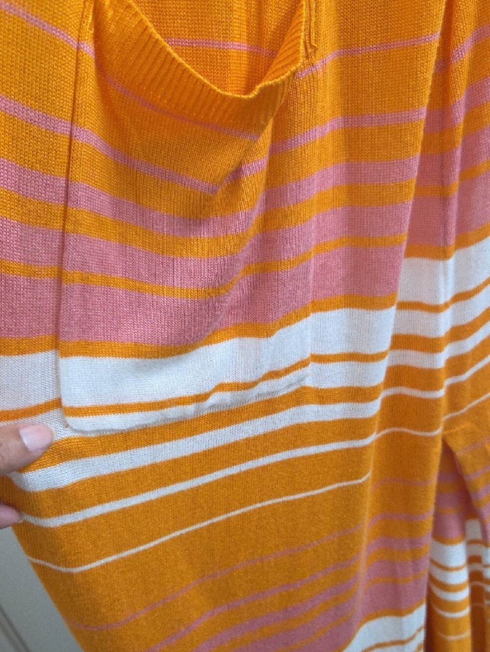 Ashley Stewart Orange Pink Striped Long Cardigan - Picture 4 of 7